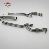 Système d'échappement complet en acier inoxydable pour Audi RS6 RS7 C8 4.0 TFSI V8, avec tuyau avant, intermédiaire et arrière, silencieux à valve, finition noir brillant et embouts ovales quadruples