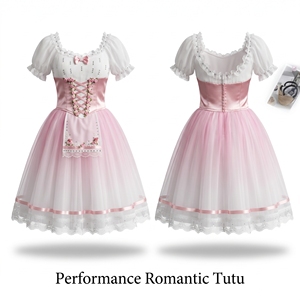 Vestido de Ballet Romántico Rosa Estilo Campesino, Disfraz de Giselle La Fille Mal Gardée, Tutú con Corsé Floral y Mangas Abullonadas para Coppelia Swanhilda - Product Image 4