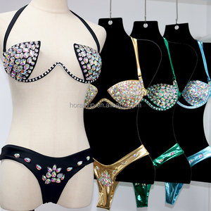 S614 Long Lanh Đồ Bơi Rhinestone Bling Áo Ngực Chuỗi Thong Bikini Hiệu Suất Dancewear Hai Mảnh Kỳ Lạ Vũ Nữ Thoát Y Trang Phục - Product Image 6