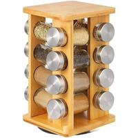 Organisateur de pots à épices en bambou Bamboo 360 °   Étagère rotative pour le rangement des épices