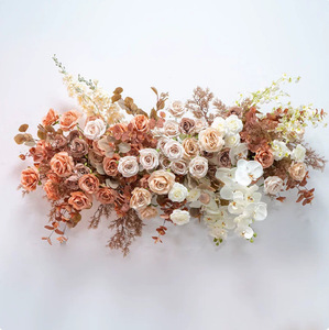 Composition florale artificielle de roses mélangées marron, décoration de mariage automne, boule de fleurs faite à la main, centre de table, toile de fond - Product Image 3