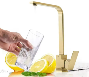 Modern Luxury Stainless Steel <strong>Square</strong> Flat Tube Deck Mounted Kitchen Sink Faucet 360 Degree Swivel Hot and Cold Water Mixer <strong>Tap</strong> - Product Image 2