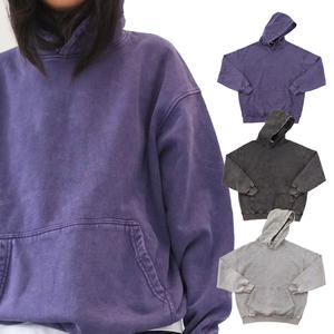 Regular Thick Heavyweight Cotton 400gsm Square Logo <b>Vintage</b> Washed Hoodie Streetwear Unisex - Product Image 6