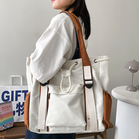 Sac d'école pour étudiant, grande capacité, bloc de couleur, fermeture éclair, trois bretelles, simple, sac à bandoulière décontracté pour le week-end, sac à main, sac de voyage