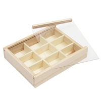 Großpackung Holz-Süßigkeiten-Schokoladen-Verpackungsbox mit Trennwand Schiebe-Acryldeckel Holz-Tee-Kaffee-Aufbewahrungsbox Holz-Geschenkbox für Hochzeiten