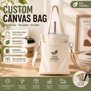 Bolsa Portavasos de Lona Reutilizable Personalizada, Ecológica, para Llevar Café, con Logotipo, para Botellas de Vino, Embalaje de Regalo - Product Image 1