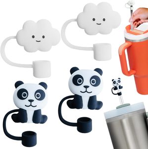 Protège-pailles anti-poussière en silicone/PVC de qualité alimentaire Panda, 0,4 pouce/10 mm, motifs variés, nouveauté pour gobelets et articles de boisson, personnalisable avec votre marque - Product Image 1