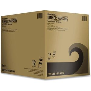 Boardwalk BWK1616NAPW 1-Ply 16 pulgadas. X 16 pulgadas Servilletas de Papel Blancas - 250 Unidades por Paquete, 12 Paquetes por Caja - Product Image 1