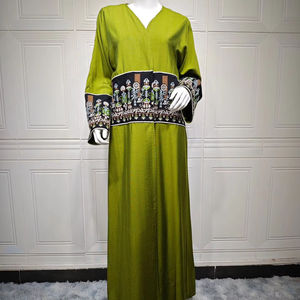Luxe Multi Couleurs Musulman Moyen Orient Broderie Brodé Respirant Polyester Robe Saoudien Abaya Dubaï Spot Veste Diamant - Product Image 1