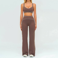Ensemble de yoga pour femmes : soutien-gorge de sport, débardeur et pantalon long, séchage rapide, pour la course en extérieur et la gym