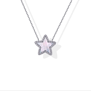 Impresionante Colgante de Estrella de Oro Sólido de 9K/14K/18K con Halo de Madreperla y Diamante de Laboratorio para Joyería de Lujo Diaria - Product Image 2