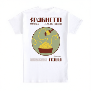 T-shirt promotionnel blanc pour homme, cuisine italienne, spaghetti - Product Image 2