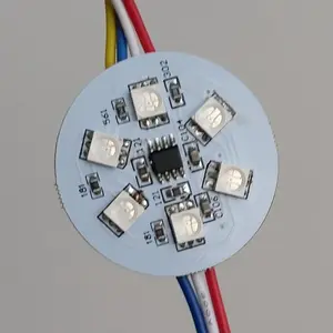 Cor completa pcb 6 smd5050 diâmetro 38mm, greyscales 256 rgb dc24v pcba digital led módulo pixel luz ws2812