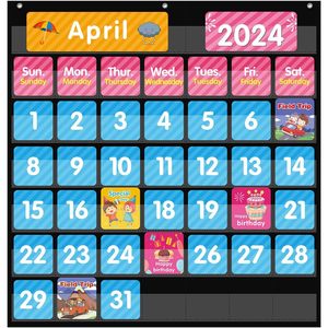 Calendrier de poche pour la salle de classe, calendrier mensuel et tableau météo noir pour l'apprentissage des élèves - Product Image 6