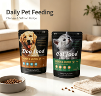 Sachet refermable brillant personnalisé OEM, imprimé, résistant à l'humidité, avec fermeture éclair, pour aliments pour chiens, aliments pour chats, friandises pour animaux, litière pour chats