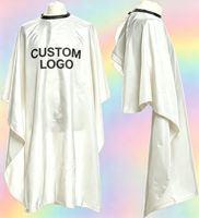Tablier de coiffeur en polyester personnalisé avec logo, blanc, à boutons-pression, pour salon de coiffure et maquillage, vente en gros