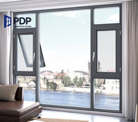 Nuevo Producto, Ventana de Aluminio Laminado Ultra Transparente con Persiana y Función de Apertura Abatible para Uso en Exteriores y Villas