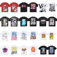 T-shirt Homme Vintage en Coton Pur à Manches Courtes Style Américain avec Imprimé Cartoon 'THAT'S AWFUL LOT COUGH SYRUP' – Vente en Gros Tendance