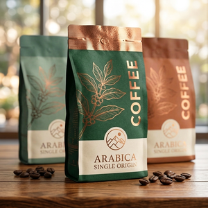 Custom Printed Flat Bottom Coffee <b>Bag</b> <b>Food</b> Grade High Barrier Coffee <b>Bag</b> with Value 8oz / 12oz / 16oz / 1lb OEM ODM Factory - Product Image 2