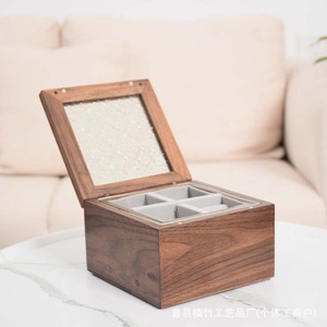 Walnut Wood Jewelry Box Double Layer Compartmentalized Storage With <b>Mirror</b> For Necklace Earring Organization - Product Image 4