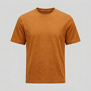 Camiseta Unisex Naranja de Manga Corta con Cuello Redondo, Color Sólido, Corte Regular, Transpirable, 100% Poliéster, para Todas las Temporadas - Product Image 1