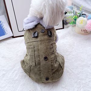 Manteau en velours côtelé vert pour chien, vêtements d'hiver et d'automne réglables pour chiens de petite et moyenne taille, Teddy Bichon Frise Schnauzer - Product Image 1