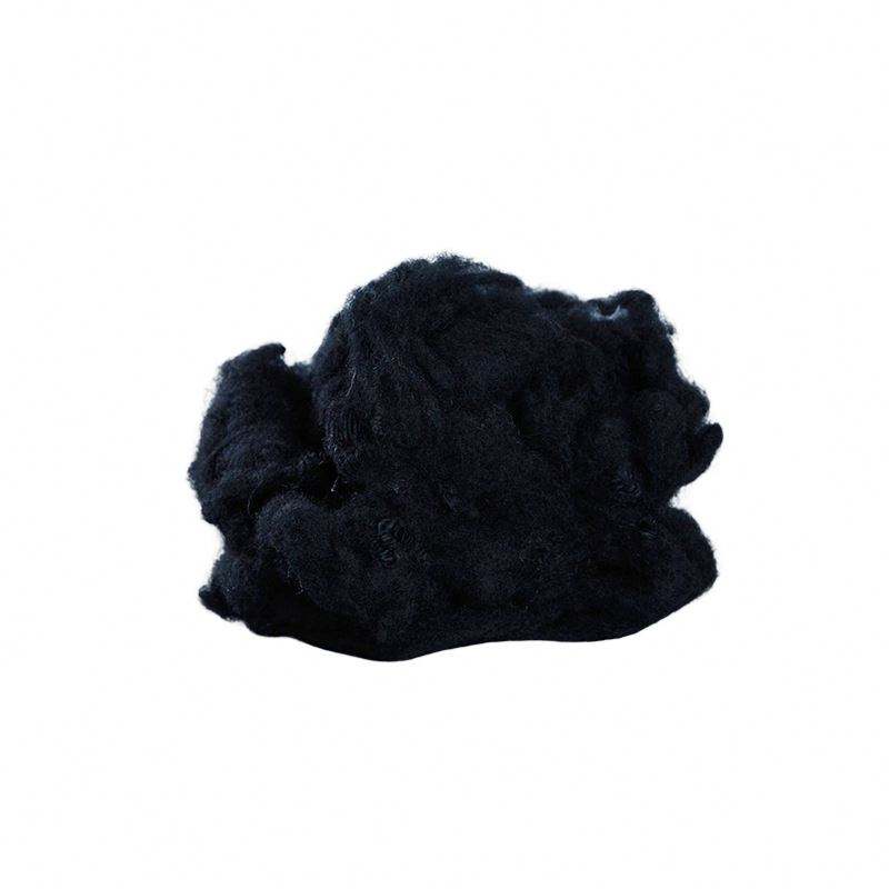 4.5D 51mm Solid Black Regenerated Siliconized Polyester Staple Fiber 100% Recycled Flame Retardant Spinning Filling Material