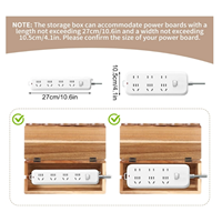 Caja grande para organizar cables, con borde festoneado, de madera de acacia, para organizar cables eléctricos y regletas.