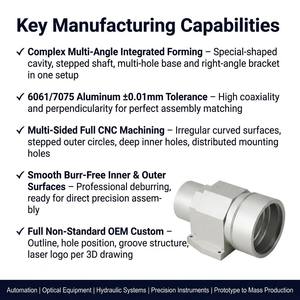 Usinage sur mesure OEM pour structures complexes, composants en alliage d'aluminium usinés CNC, précision optique et hydraulique de 0,01 mm - Product Image 4