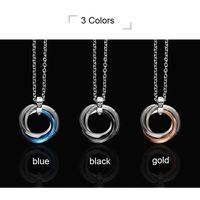 Collier pendentif en acier inoxydable avec 3 cercles entrelacés, 50 cm de long, orné de strass, bijoux tendance pour femmes, cadeau