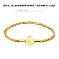 Bracelet étanche XD MB373 2,5 mm/3 mm avec fil d'acier doré, perles porte-bonheur 3D, bracelet en fil d'acier doré