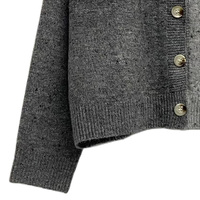 Cardigan en maille mélange de deux tons à col en V pour femme, de haute qualité, avec bordure festonnée, boutons sur le devant, poignets et ourlet côtelés, coupe ample, haut d'extérieur