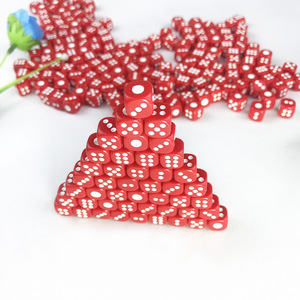 ใหม่10 # ลูกเต๋าสำหรับไพ่นกกระจอกจุดสีขาวและสีแดง1ซม. อุปกรณ์เสริมเกมอะคริลิคโค้งมน - Product Image 1