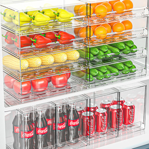 Refrigerator Storage Boxes Transparent Stackable Drawer Organizers For Fridge Food Vegetable Fruit Preservation - Product Image 1