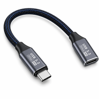 Kabel Ekstensi USB 3.2 Tipe C Grosir 20Gbps 240W 5A Male Female Konektor Lurus Berbahan Nilon Kepang Alloy untuk Laptop Monitor OEM