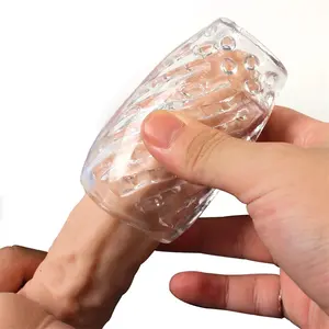 Masturbateur masculin transparent de 9cm chatte artificielle vaginale pour hommes de 18 ans et plus Pompe à pénis suceur de gland Pointes Exerciseur Sex Toys érotiques