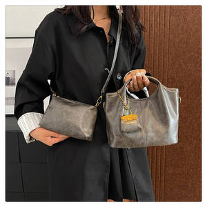 Bolso de hombro de dos piezas de cuero PU retro a la moda para mujer - Product Image 2