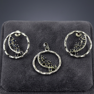 <b>Moon</b> Shape 925 Silver <b>Crystal</b> Pendant Set Minimalist Jewelry for Women Everyday Wear Necklace and Earring Set - Product Image 4