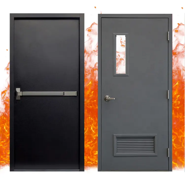 1-3 Heures UL Listed Porte creuse en métal personnalisée Portes commerciales ignifuges Porte coupe-feu en acier pour immeuble à appartements