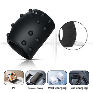 Black Silicone Vibrating Penis <b>Ring</b> for Male Sex Delay Time Enhancement - Product Image 4
