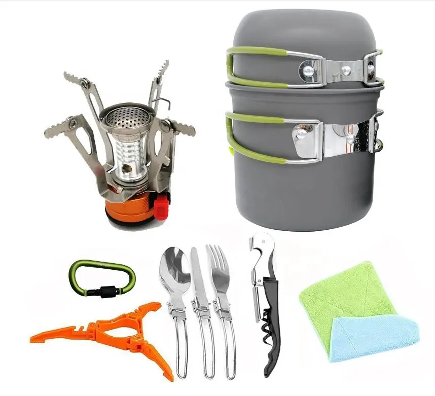 2022 hot product Outdoor 1-2 person portable camping and hiking backpacking cookware set outdoor survival emergency kit