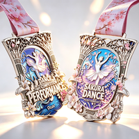 Medalla de Baile Redonda Gruesa Chapada en Oro de Alta Calidad con Diseño Personalizado del Fabricante, Premio de Competición de Baile Personalizado, Medalla de Metal