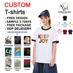 Camisetas transpirables de algodón grueso con logo personalizado, duraderas, informales, de cuello redondo, lisas, clásicas, extragrandes. - Product Image 3