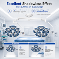 Lumière LED dôme en forme de pétale à fixation au plafond, CRI Ra 85 Plus, 10000 Lux, mode Endo, pour centre de chirurgie de jour