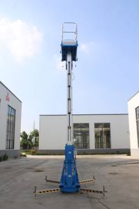 सस्ता 4 मीटर 5 मीटर 6 मीटर 10 मीटर हल्के वजन वाले एकल मास्ट कर्मी छोटे प्लेटफॉर्म आकार के संकीर्ण स्थान इलेक्ट्रिक एल्यूमीनियम मिश्र धातु लिफ्ट - Product Image 6