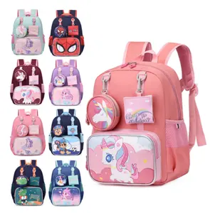 Factory Wholesale Cartoon Printing A Set Of Backpack With Coin Bag Kid Bag Cute Little Children School Bag