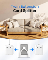 Multiprise à design séparé avec prises plates à profil bas, double prises de terre 4 sorties sur chaque côté, 2 USB-A, 2 USB-C