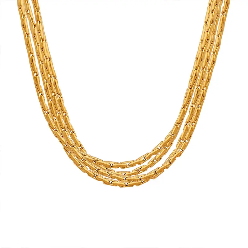 High-level luxury multi-layer chain niche design versatile tide electroplated 18K gold necklace