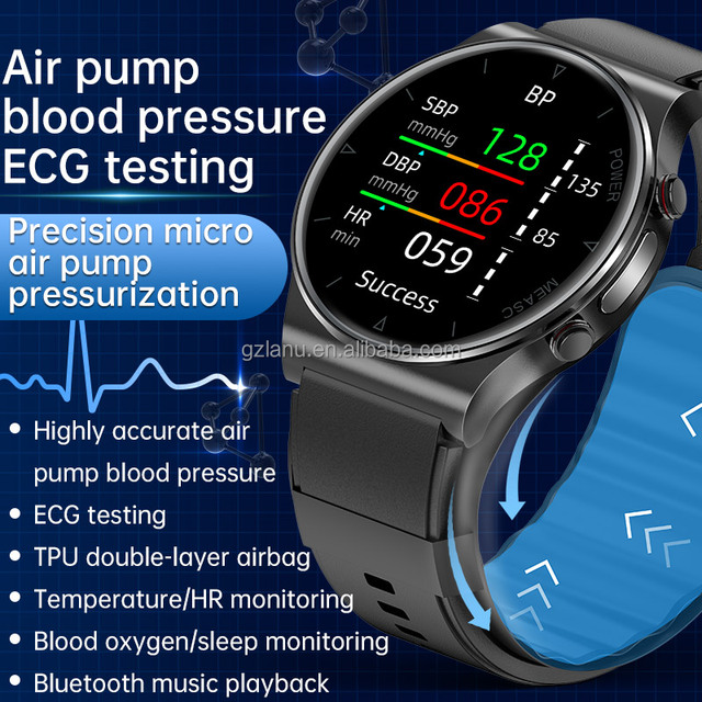 2024 New P70 Smartwatch Accurate Body Temperature Blood Pressure ECG Reading Sleep Tracker IP67 Wrist Air Pump Bag Smart Watch