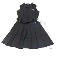 Bestseller Automne Ensemble jupe-culotte élégante en coton uni au-dessus du genou pour femmes de petite taille
